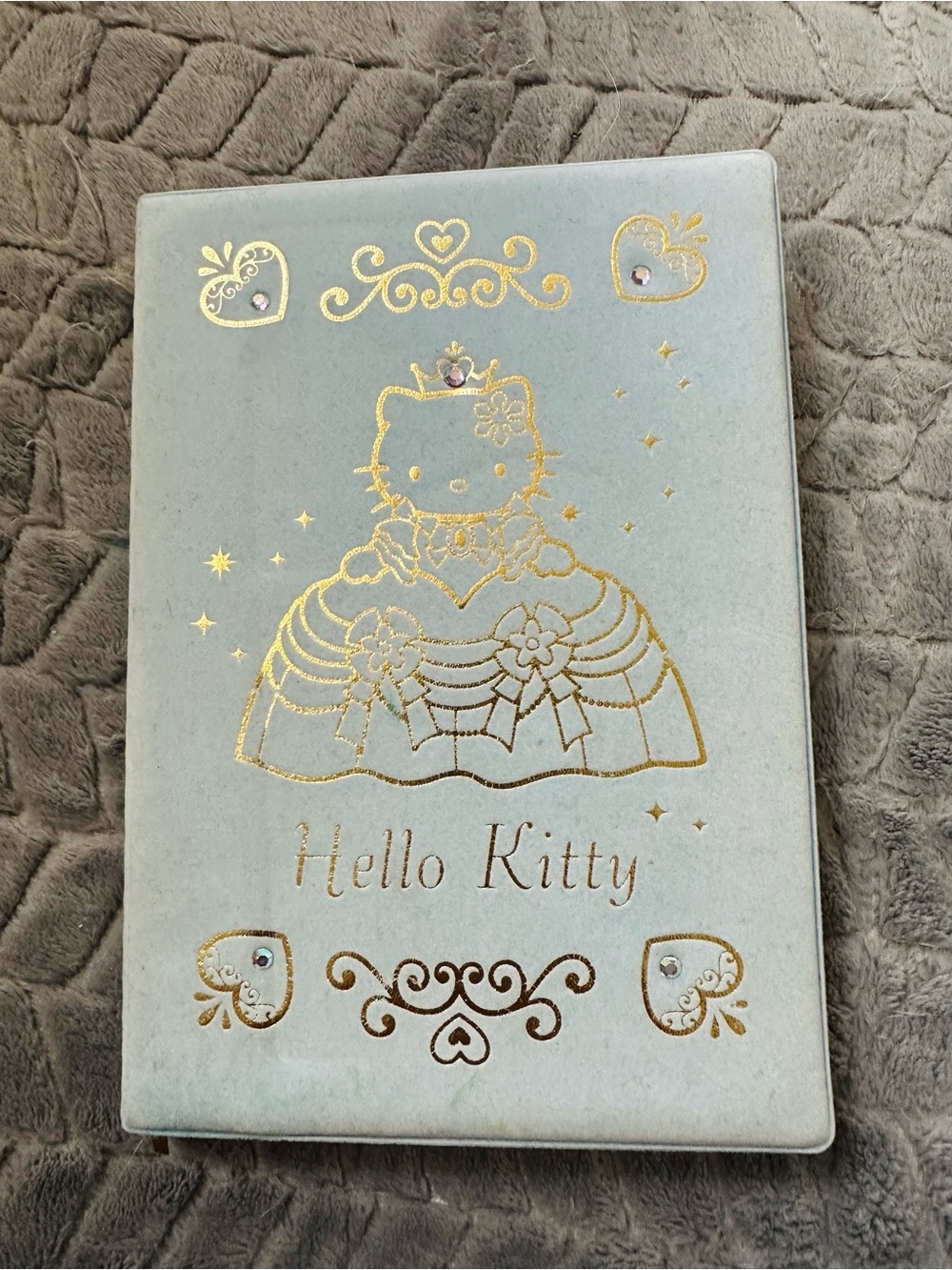 Hello Kitty Gold-Accent Wall Plaque in Light Blue vintage